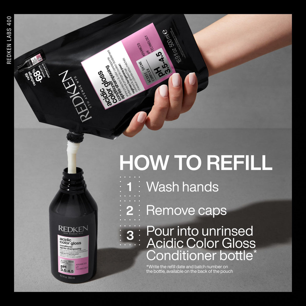 Redken conditioner applied in shower to color-treated hair for visible smoothing