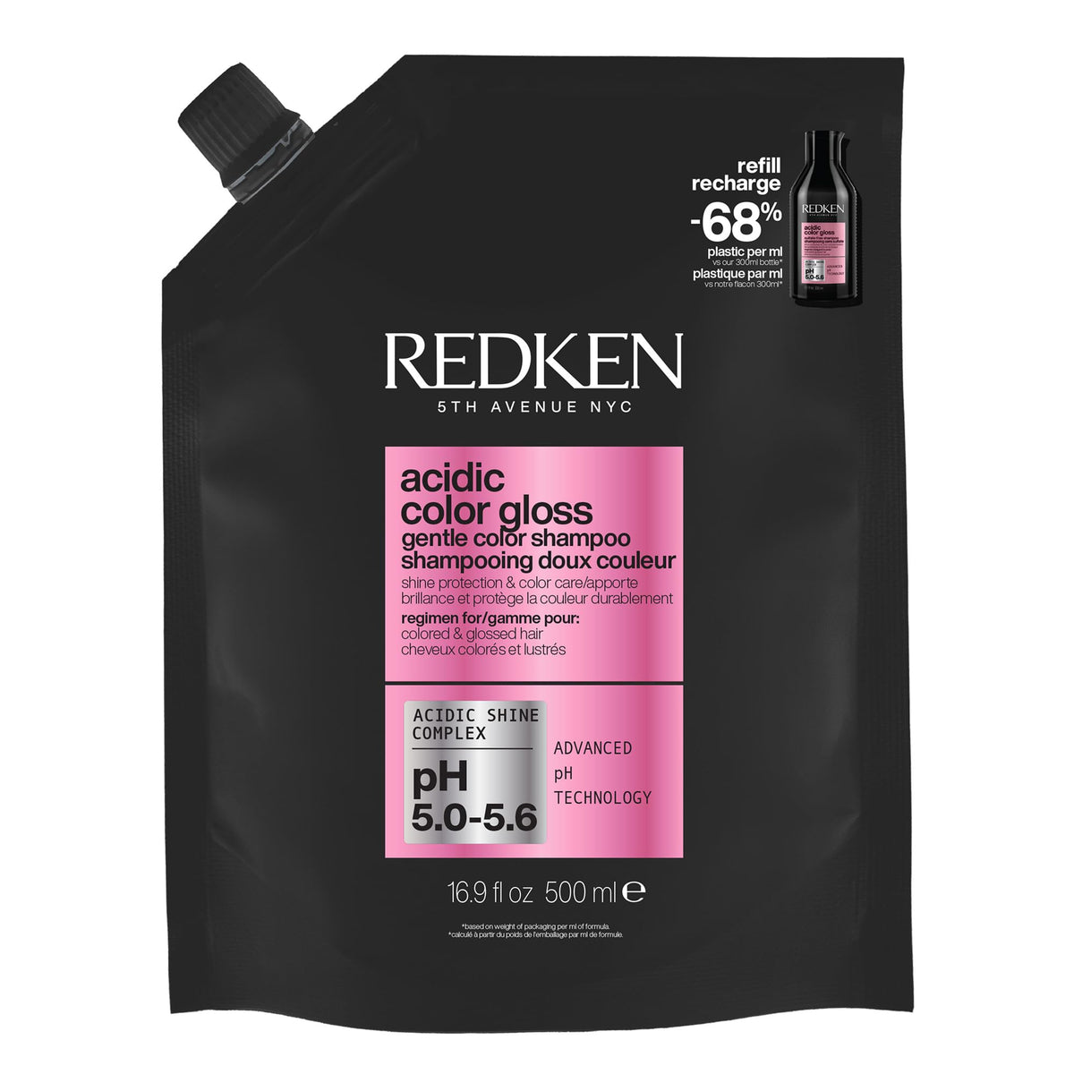 Redken acidic color gloss front packaging shows label and color-protect benefits