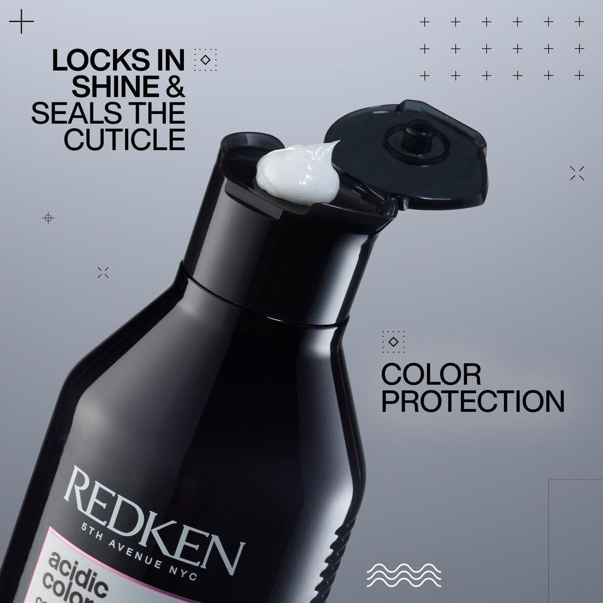 Redken close-up of pump and cap highlighting convenient dispensing
