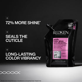 Redken refill pouch highlighting sustainable packaging and reduced plastic use