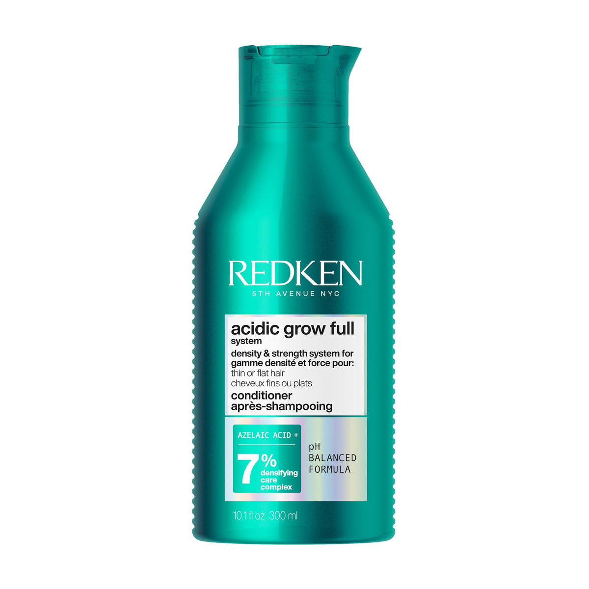 Redken front bottle showing product and fuller-look promise