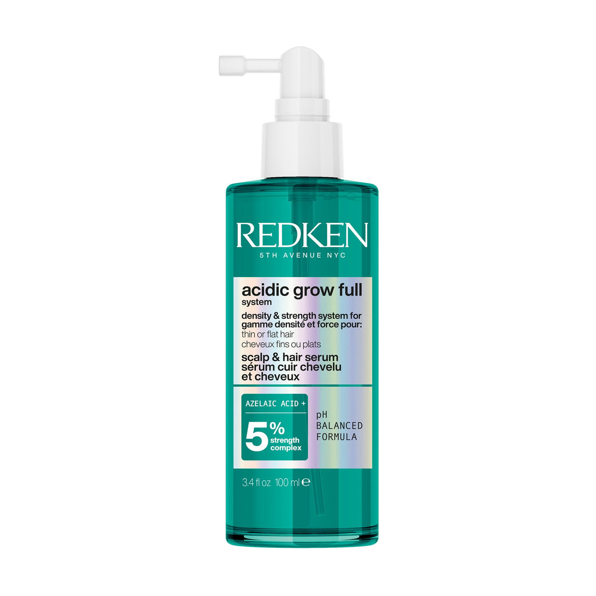 Redken front packaging of Acidic Grow serum showing bottle and label benefit