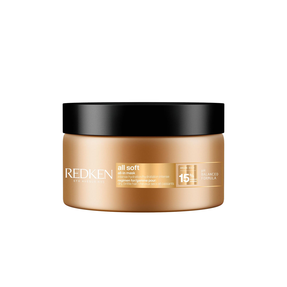 Redken jar front packaging showing product and benefits