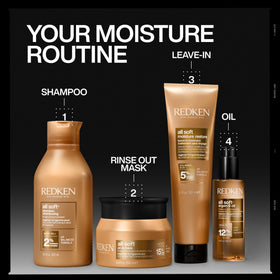 Redken mask on bathroom shelf lifestyle shot showing salon-quality benefit