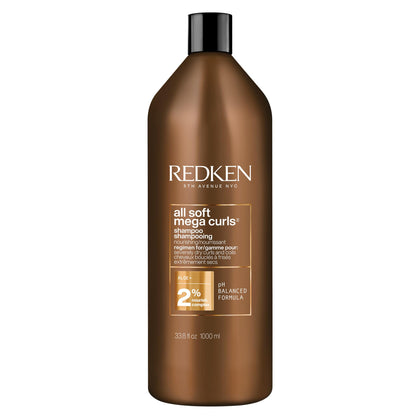 Redken All Soft Mega Curls front bottle showing brand and hydration benefits