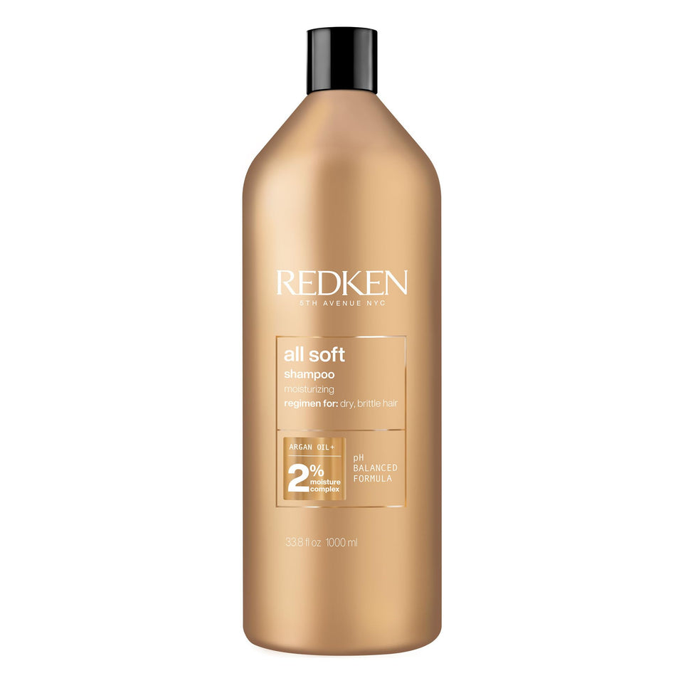 Redken front bottle showing All Soft Shampoo for hydration and softness
