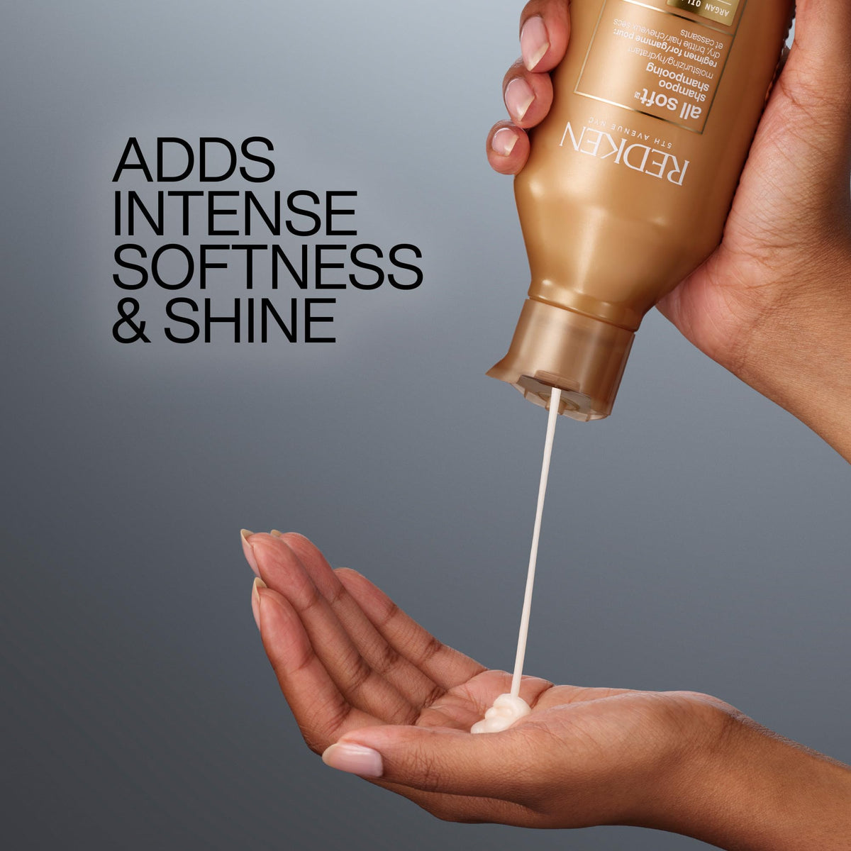 Redken bottle in shower setting illustrating practical in-shower use