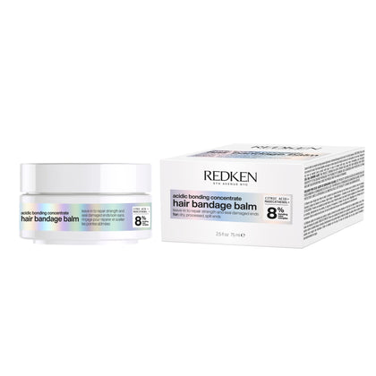 Redken bandage balm front packaging showing product and benefits