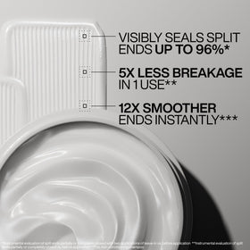 Redken bandage balm pump close-up highlighting easy dispensing