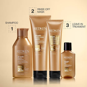 Redken jar on bathroom shelf in lifestyle scene showing salon-quality home care