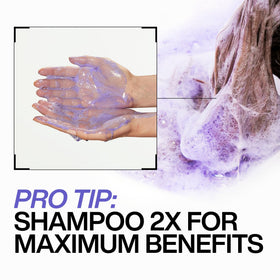 Redken Blondage bottle beside hand to show true product size and practical at-home portioning