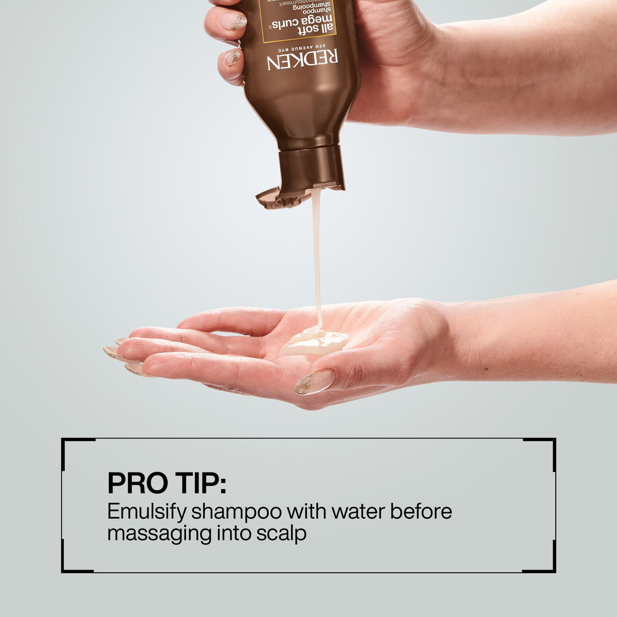 Redken bottle label detail highlighting nourish complex and key ingredients
