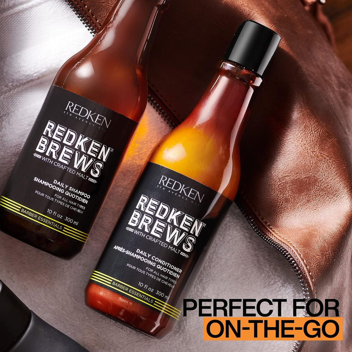 Redken Brews size comparison with other bottles showing value and longevity