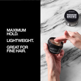 redken brews open tub showing gritty clay texture for natural volume