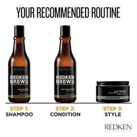 redken brews conditioner and shampoo in shower illustrating daily routine convenience