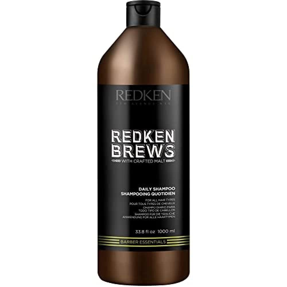 Redken Brews front packaging showing the 33.8 oz bottle and label benefits