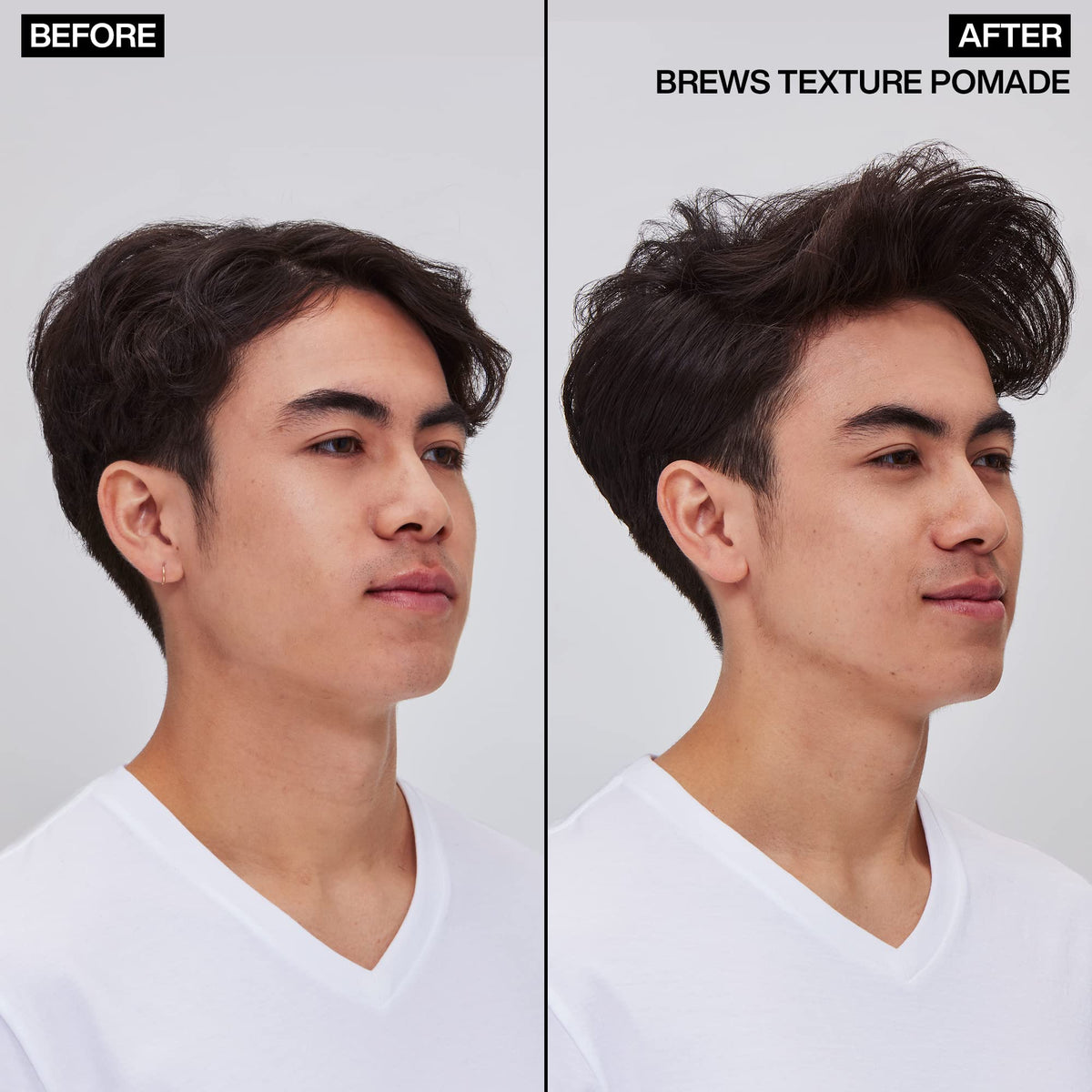 Redken Brews used on dry hair producing matte textured finish