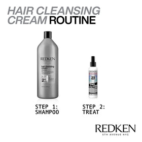 Redken detox in shower use demonstrating effective buildup removal