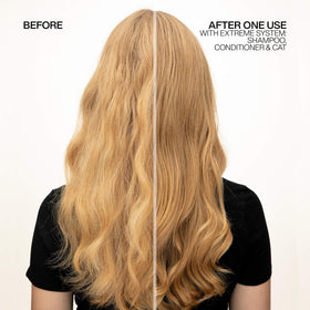 Redken Extreme Conditioner back label close-up highlighting Strength Complex ingredients and usage benefits