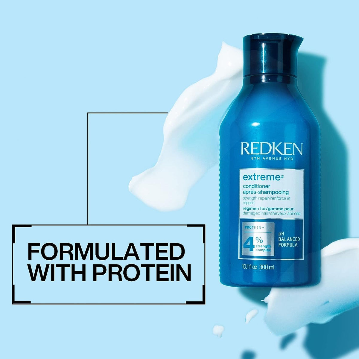 Redken Extreme applied to wet hair in shower, reduces tangles and breakage benefit