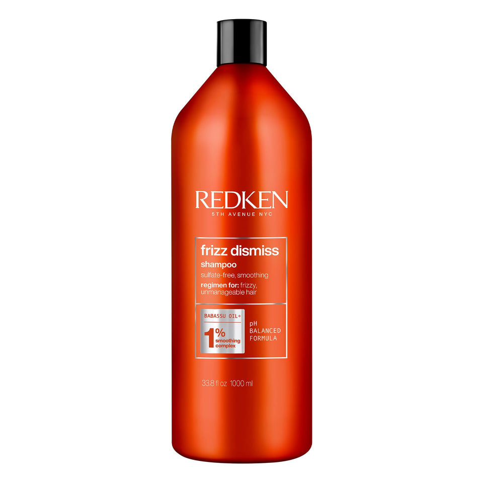 Redken Frizz Dismiss front packaging showing bottle and label benefits