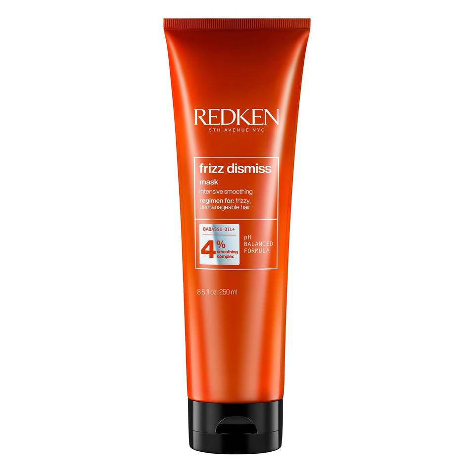 Redken Frizz Dismiss mask jar front view showing brand and smoothing benefit