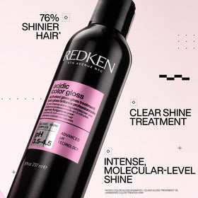 Redken label close-up highlighting ingredients and professional formula