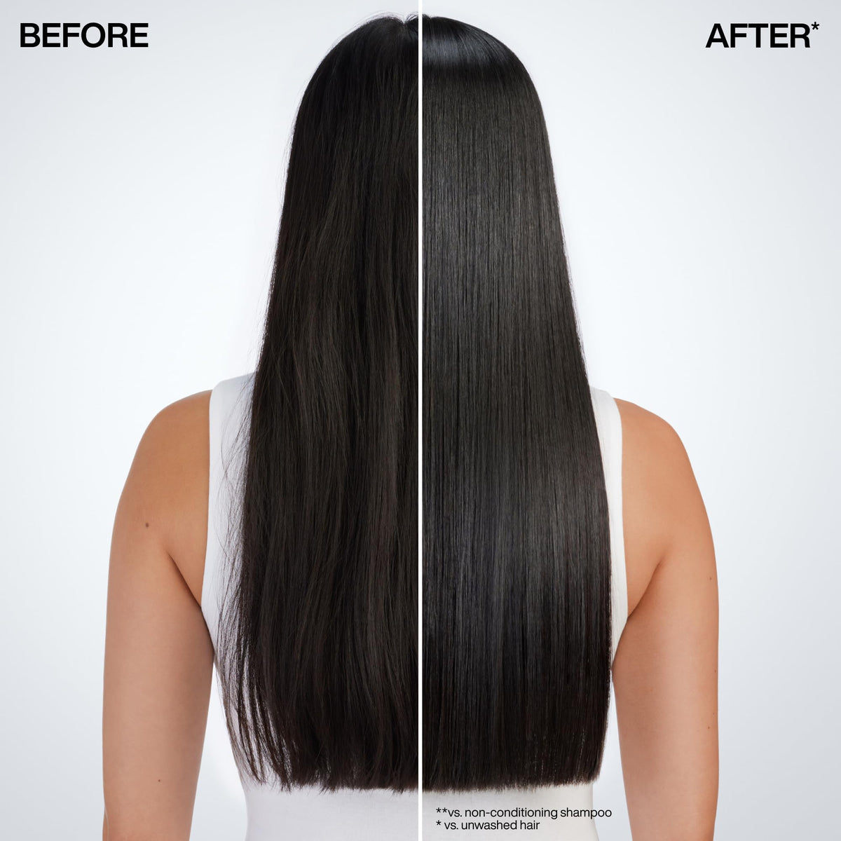 Redken applying mask to mid-lengths demonstrating quick hydration and smoothness