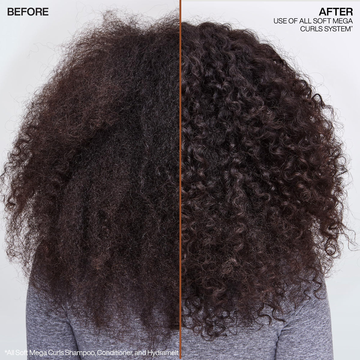 Redken model with hydrated coils showcasing defined, shiny curls