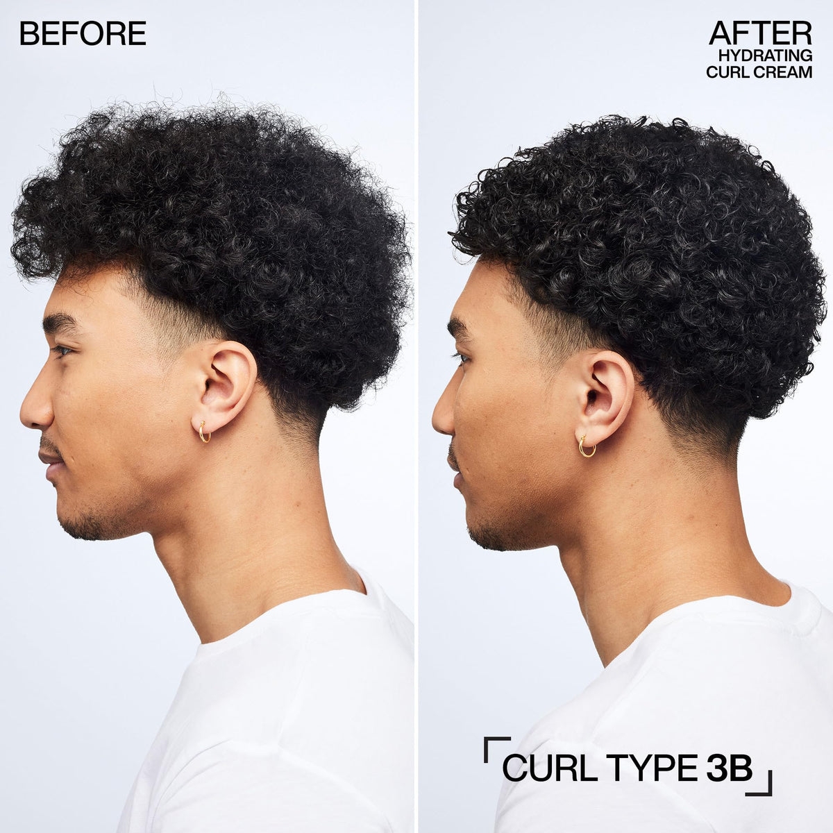 Stylist diffusing curls using Redken cream for protected styling