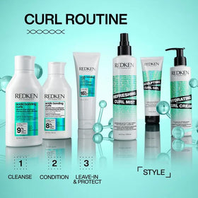 Lifestyle bathroom counter with Redken cream showing daily routine benefit