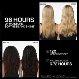 Redken mask being applied to wet hair mid-lengths illustrating targeted moisture