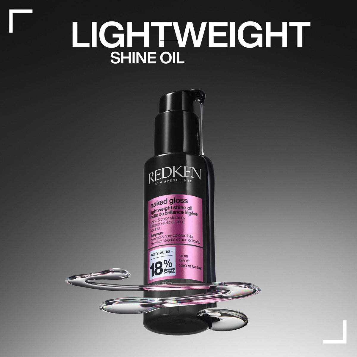 Redken bottle in a travel bag showing compact, on-the-go protection and shine