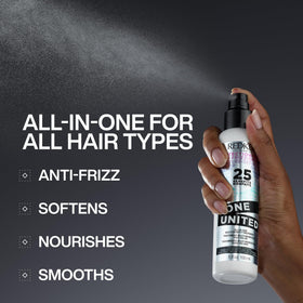 Redken One United before and after detangling showing reduced knots and manageability
