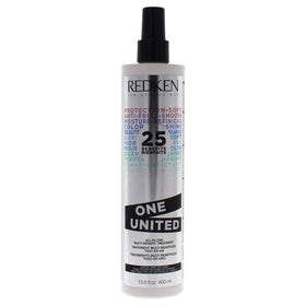 Redken One United front packaging showing bottle and label, clear benefits