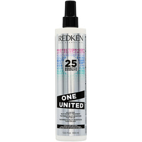 Redken One United front packaging shows bottle and branding, promising versatile benefits