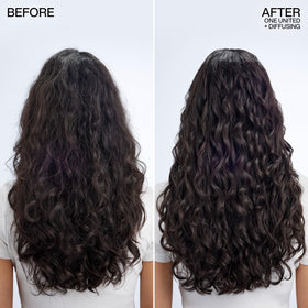 Redken One United ingredient bottle closeup highlighting conditioning and protection