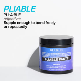 Redken pliable paste used to create effortless beach waves with flexible hold and movement
