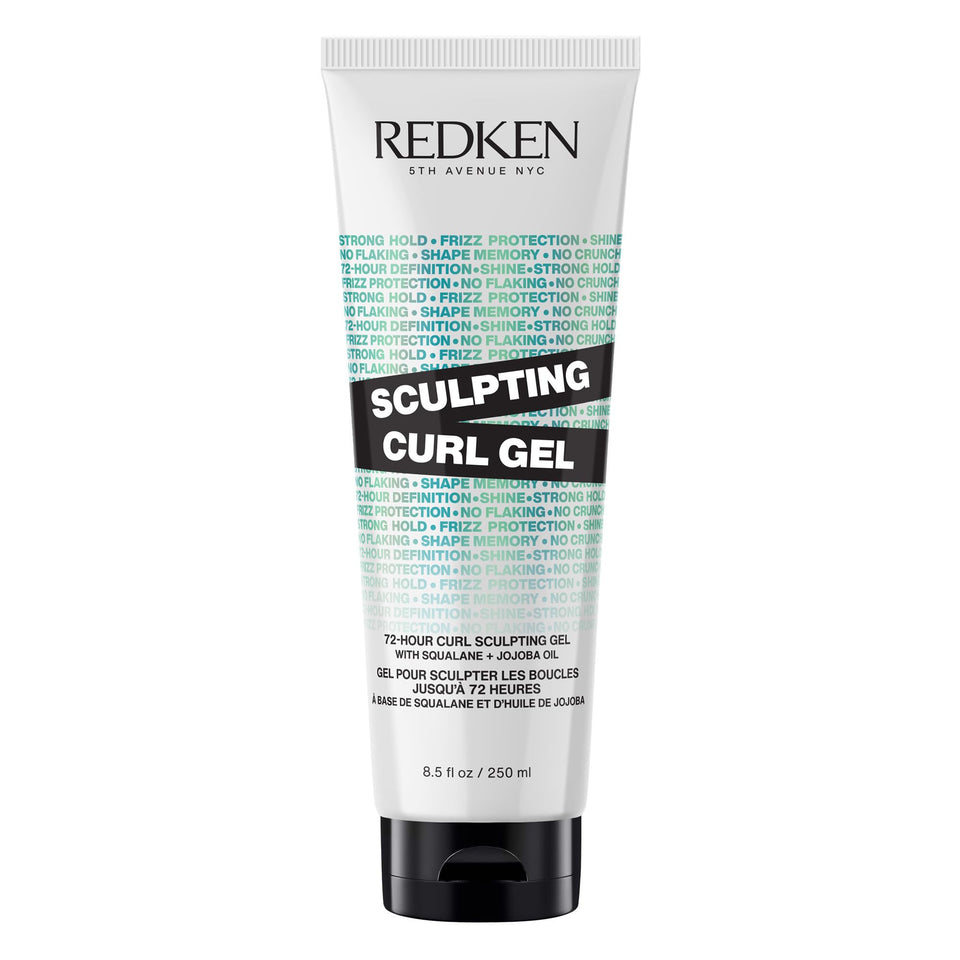 Redken sculpting curl gel front packaging showing product benefits