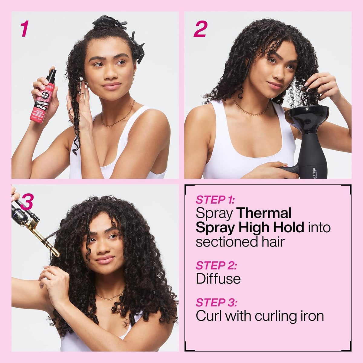 Redken before and after hair comparison showing reduced frizz