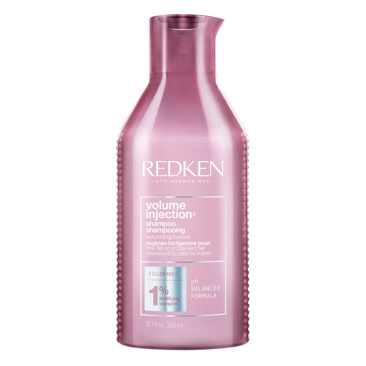 Redken bottle front view showing brand and volumizing benefit