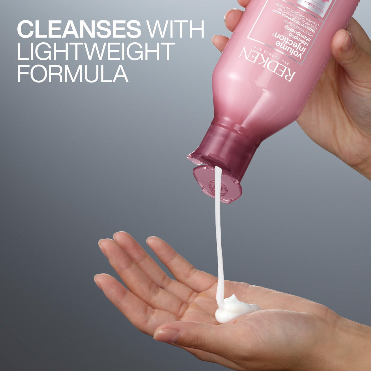 Redken bottle next to a 1 oz for clear size comparison