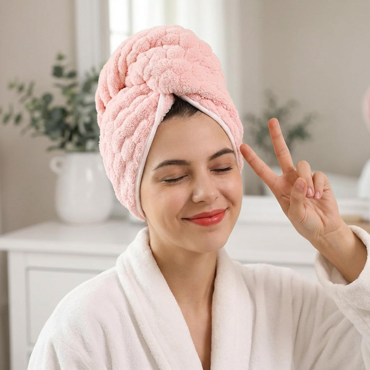 REDKISS towel beside hairbrush showing oversized 24x42 inch scale