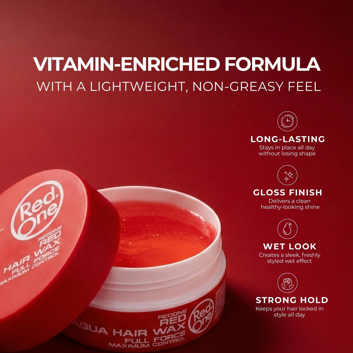 Redone open jar showing smooth gel-wax texture for even distribution