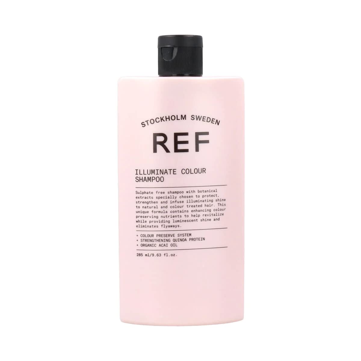 REF Illuminate Colour Shampoo front packaging showing bottle and benefits