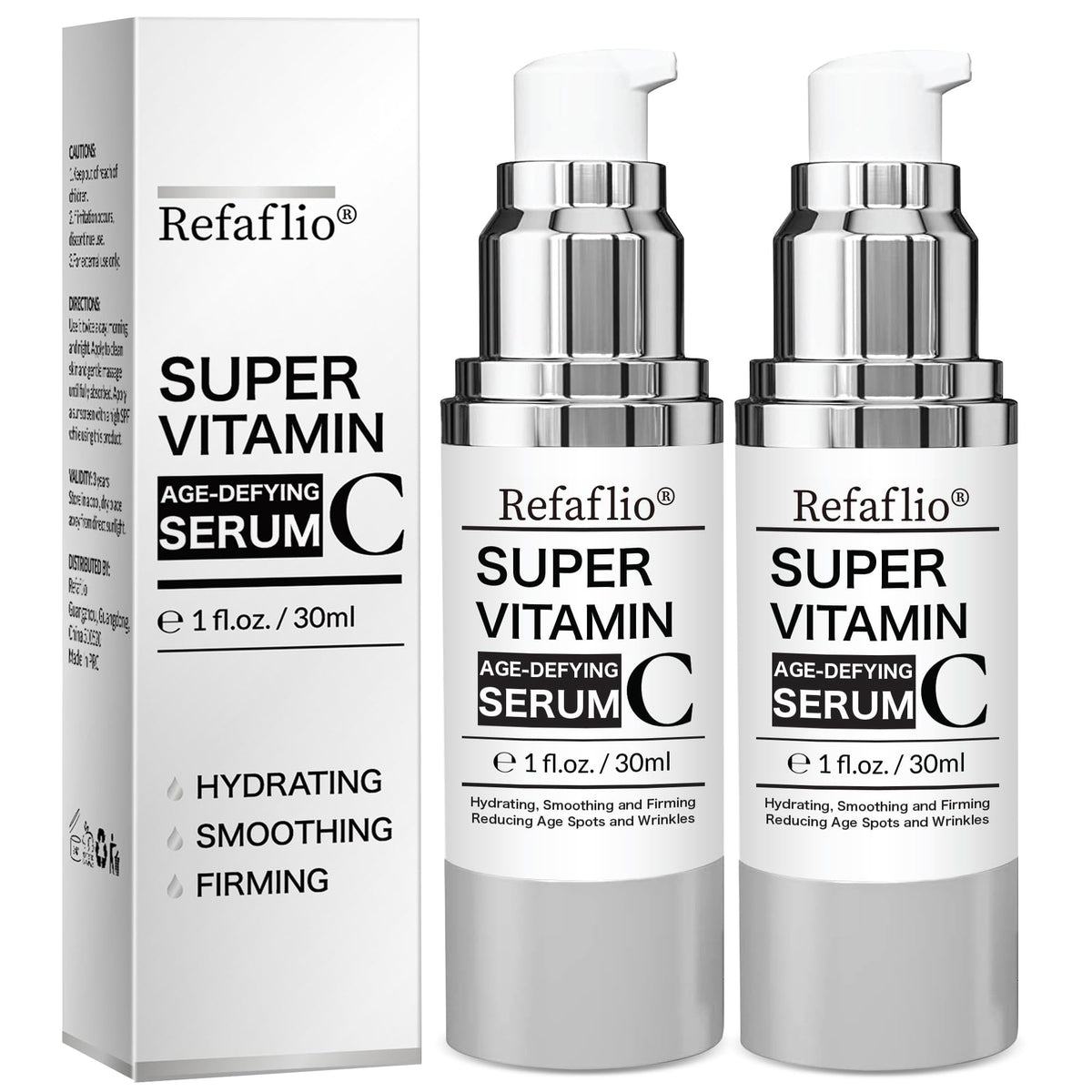 Refaflio front packaging showing 60ml bottle and clear benefits