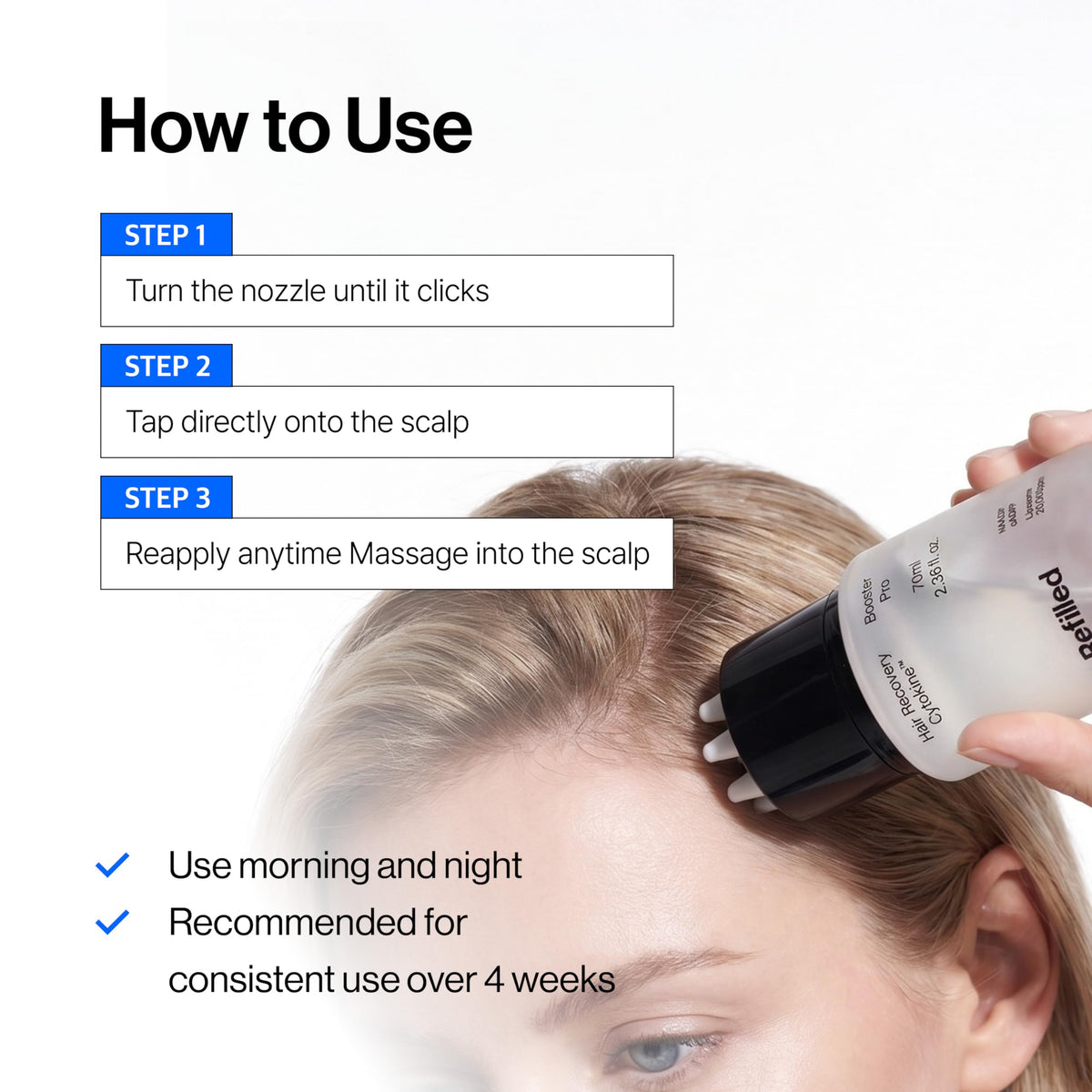 Refilled bottle on bathroom shelf in lifestyle setting for daily routine
