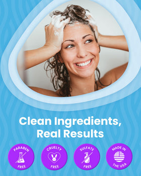 Reflect Sports before and after swim hair comparison showing reduced green and restored shine