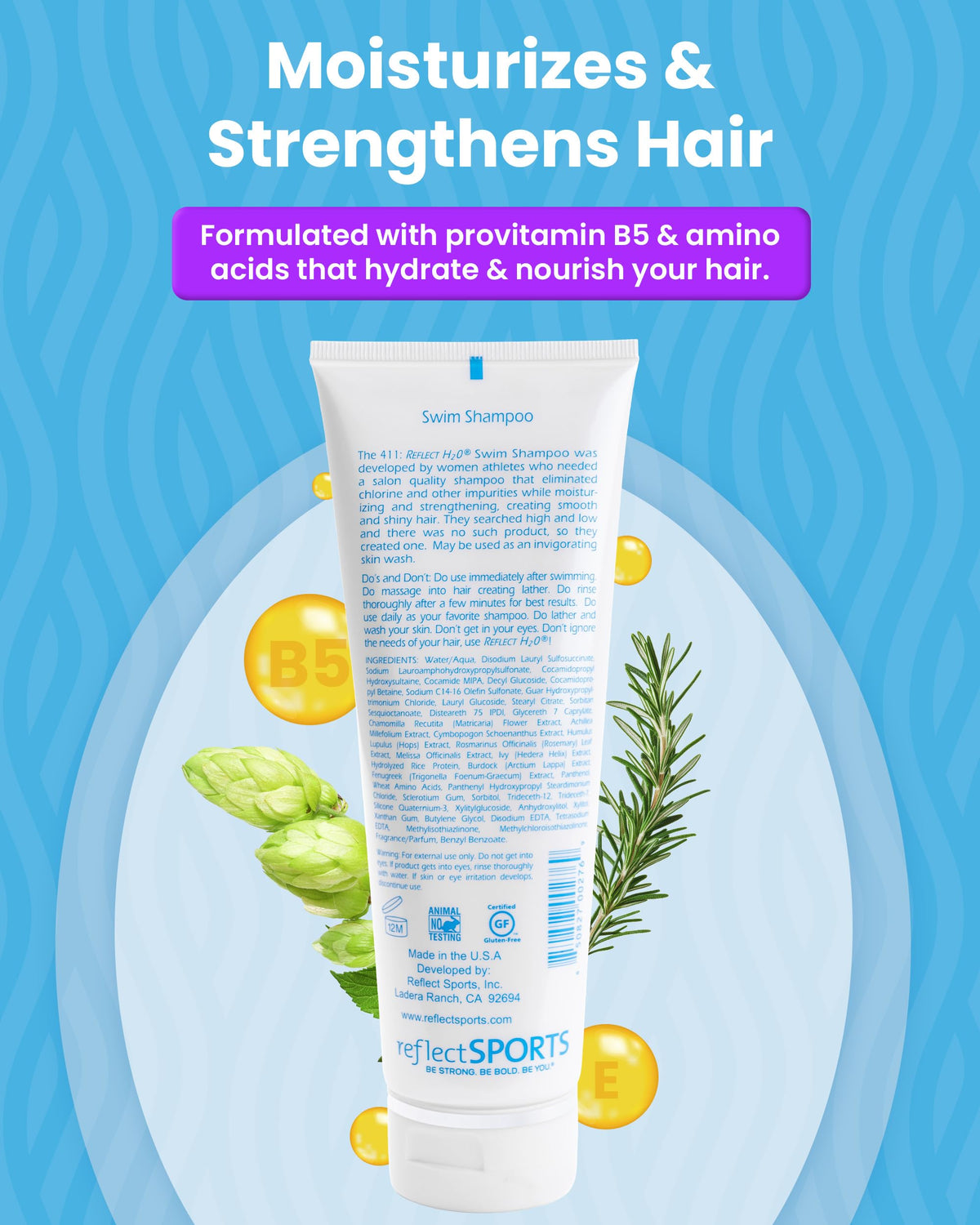 Reflect Sports pouring shampoo from bottle into hand demonstrating concentration and control