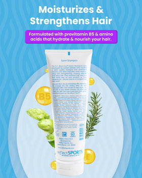 Reflect Sports pouring shampoo from bottle into hand demonstrating concentration and control